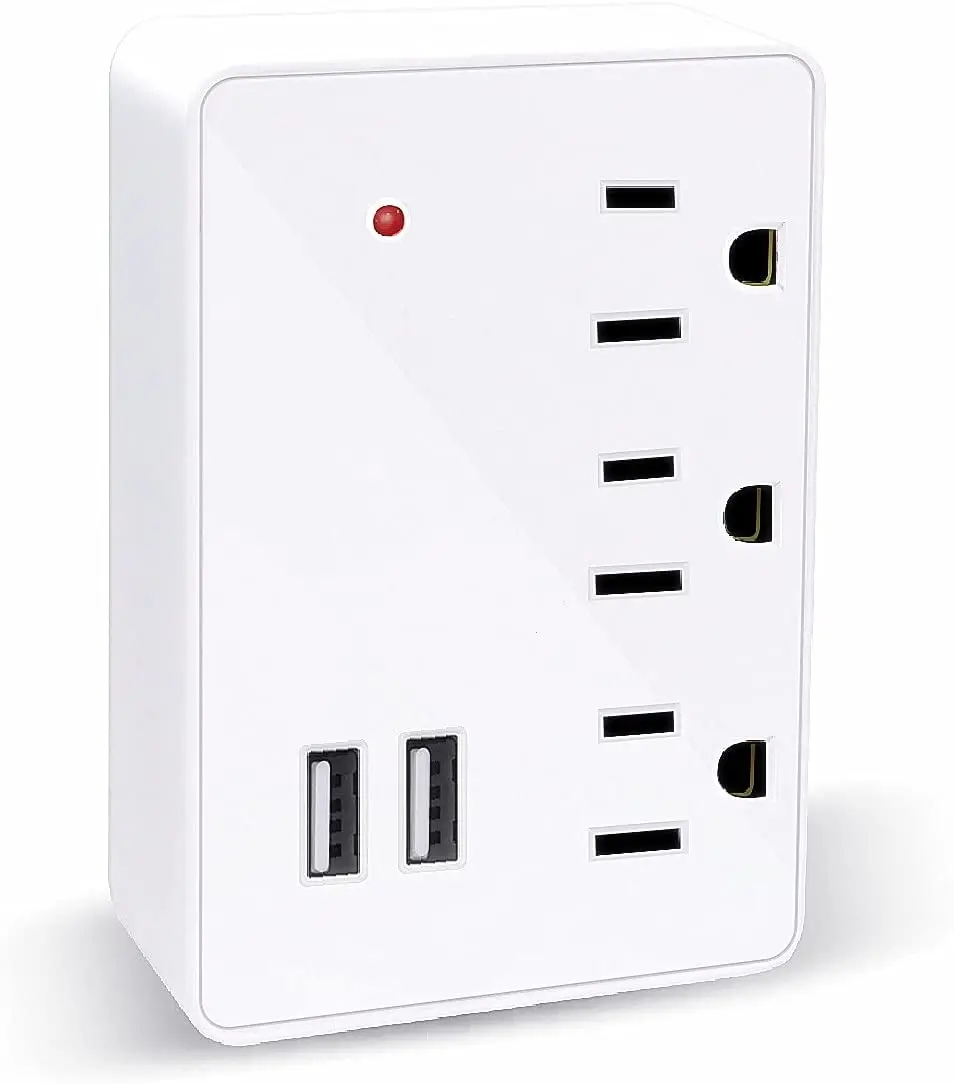 

ExtraStar Multi Plug Outlet Extender, Surge Protector with 3 Outlet Extender 2 USB, Power Strip Wall Outlet Adapter for Home
