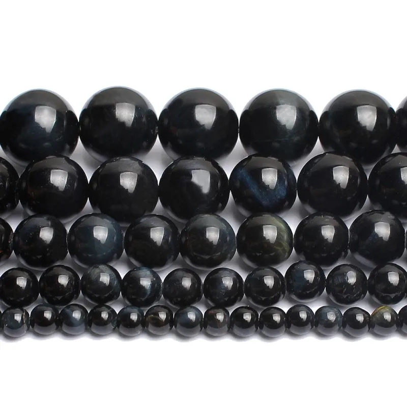 Бусины Из Натурального синего и черного тигрового глаза 4/6/8/10/12 мм круглые бусины