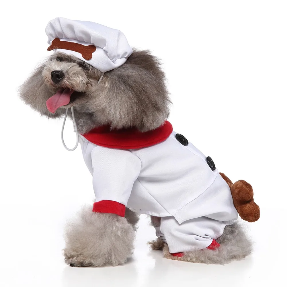 Funny Clothes Dogs Cosplay Role Playing Suit Cook Suit With Hat for Halloween Christmas Clothes Party Costume Suit S-XL images - 6