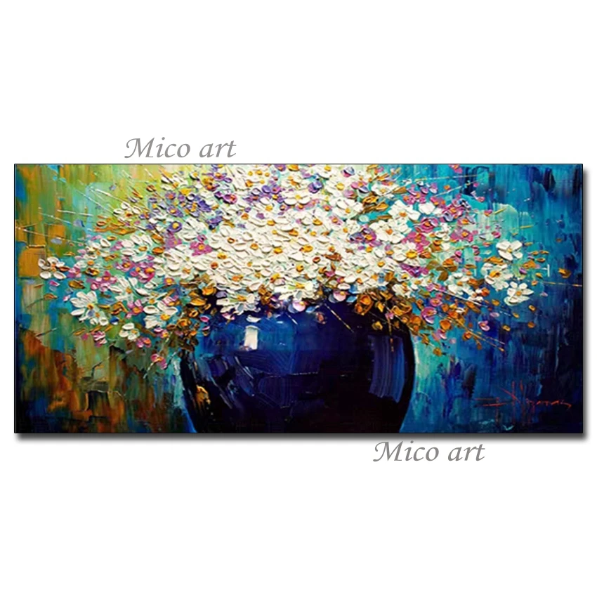 

No Framed Hand Painted 100% Hand Drawn Abstract Textured Flower Knife Art Oil Painting On Canvas Textured Art Wall Decoration P