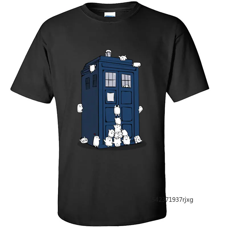 

Funny Tops T Shirt Tardis Cat Kawaii Picture New European Tee Shirts Printing Casual Tee-Shirt Graphic T Shirts