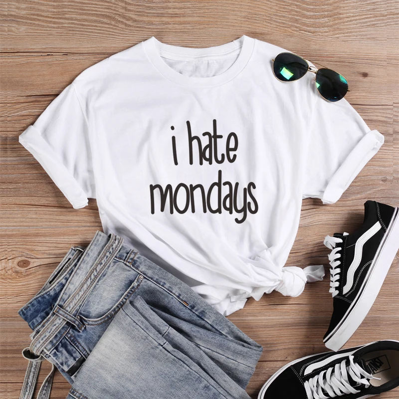 ONSEME/Летняя забавная футболка с надписью I Hate Monday женские хипстерские уличные топы