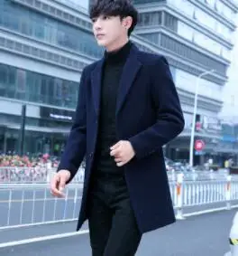 

20Men's woollen overcoat for fall 2018 men's long woollen suede outerwear slim men's windbreaker G-4
