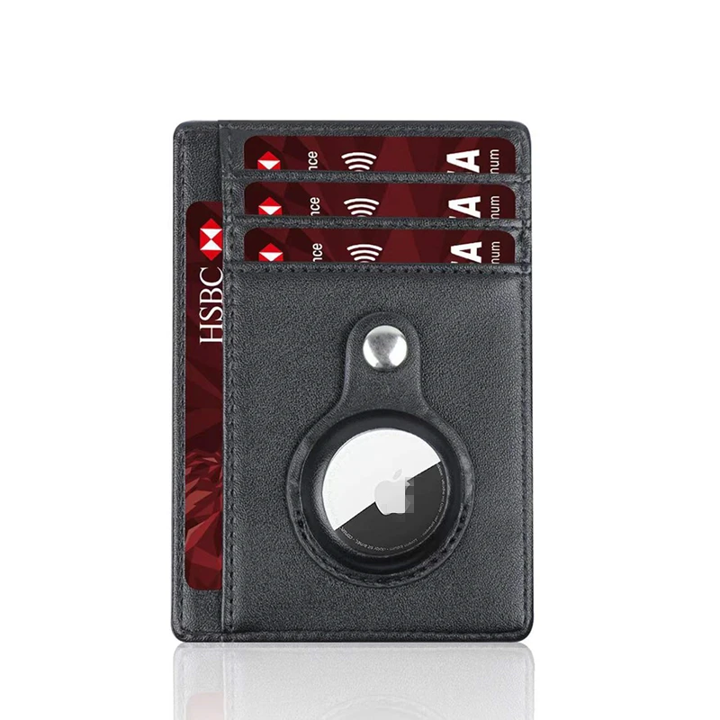 PU Leather Man Airtags Wallet Casekey For Apple Airtags Anti-lost Protective Cover Stand Multifunctional Card Holder Clip Case