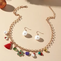 new christmas series christmas tree snowflake bell necklace earrings set fashion festival cute gift for women girl wholesale