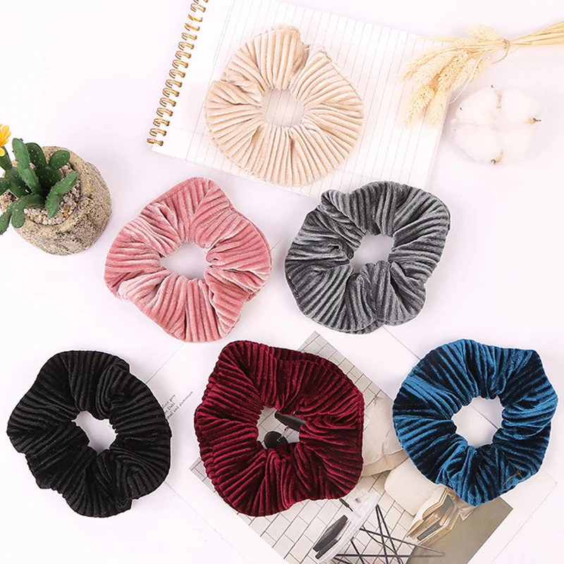 

1PC Women Summer Stripe Hairbands Scrunchie Hair Rope Tie Hair Ribbons Ponytail Maker Braider Soft Velvet Headbands Accessories