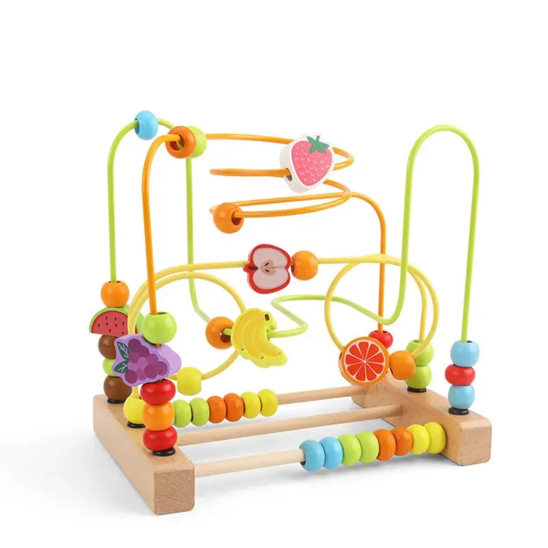 

Bead Maze Toy for Toddlers Wooden Colorful Roller Coaster Educational Circle Toy T3LA