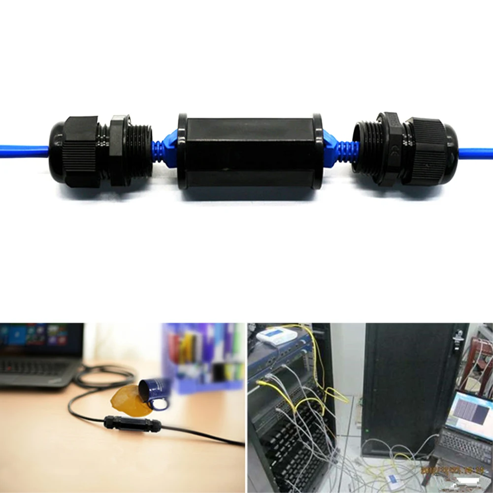 Соединитель сетевого кабеля с двойной головкой Водонепроницаемый LAN RJ45 адаптер