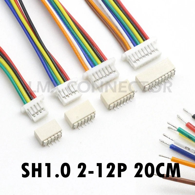Горизонтальный Штекерный разъем SMD JST SH 10 комплектов 1 0 мм 28AWG 20 см 2 P 3P 4P 5P 6P 7P 8P 9P 10P