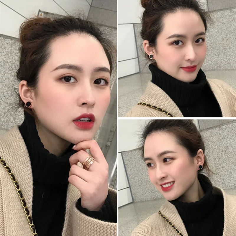 

Styles Simple Titanium Steel Stud Earrings For Women Girls Rose Gold Hypoallergenic Non-fading Fashion Ear Jewelry