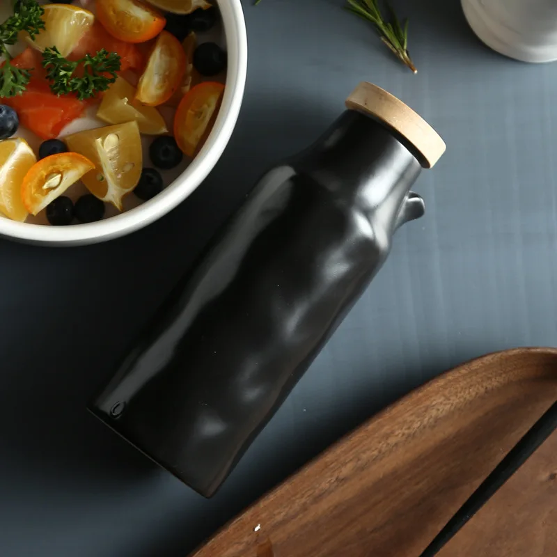 

400ml Ceramic Seasoning Olive Oil Bottle Soy Sauce Vinegar Dispenser Household Leak-proof Oil Can Bottle Kitchen Cooking Tools