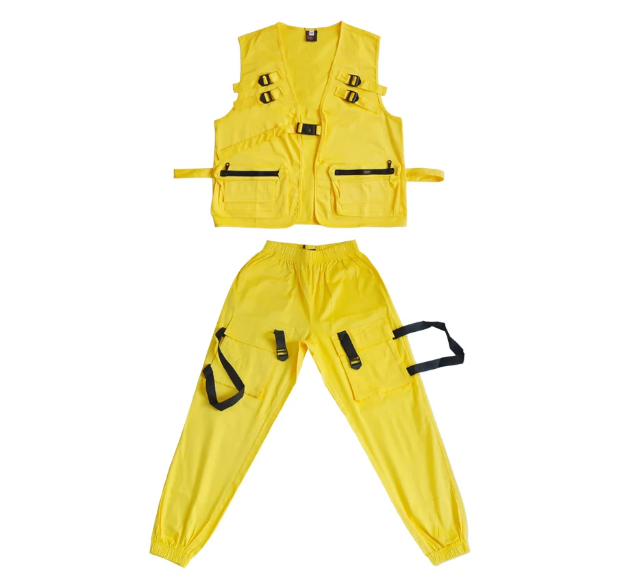 Children'S Jazz Dance Costumes Boys Street Dance Set Hip Hop Clothing For Girls Hiphop Pocket Set Ballroom Stage Outfits DQS306 - Цвет: 2PCS