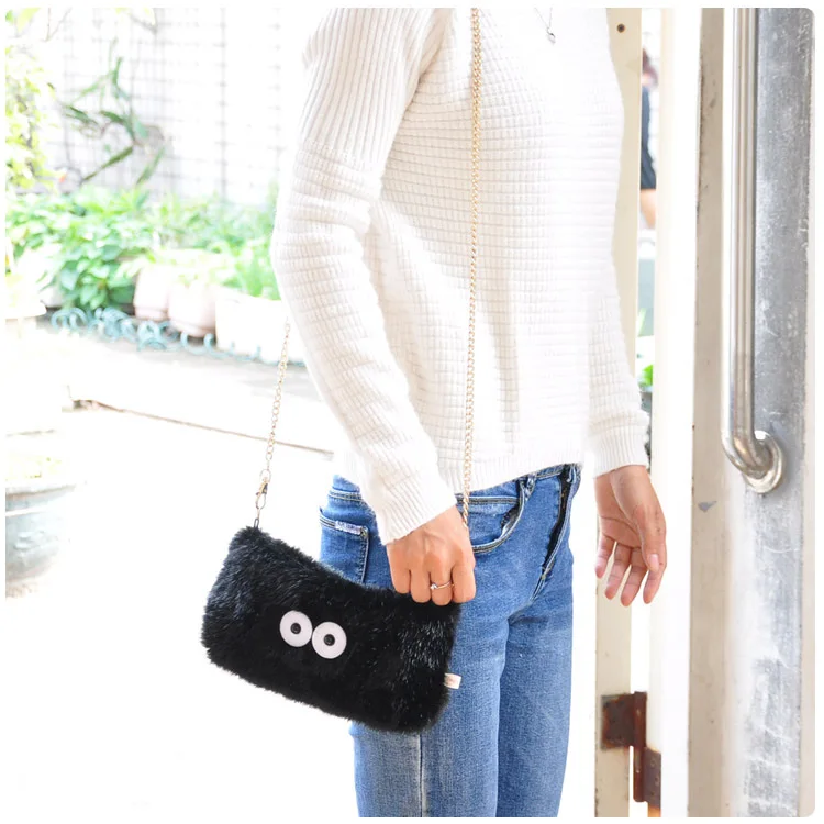 

22cm Japan Anime cute Totoro Fairydust Shoulder Bags Big Screen Mobile Phone Bag Cartoon Coin Purse Stuffed Plush Crossbody bag