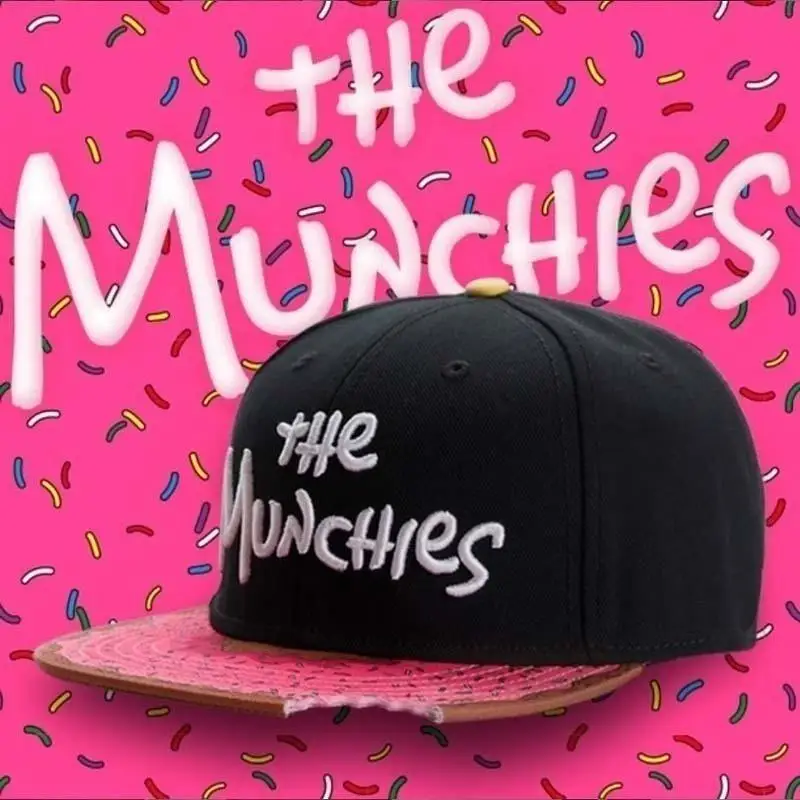 

Новинка, бейсболка MUNCHIES, снэки, розовая Снэпбэк Кепка для мужчин и женщин, взрослые кепки для гольфа в стиле хип-хоп, уличные искусственные кепки