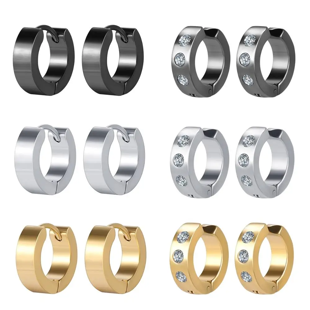 

ZS Fashion Earrings Rings 6 Styles Stainless Steel Earrings Studs Ear Piercing Hoop Ear Studs Rings For Fashion Body Piercing