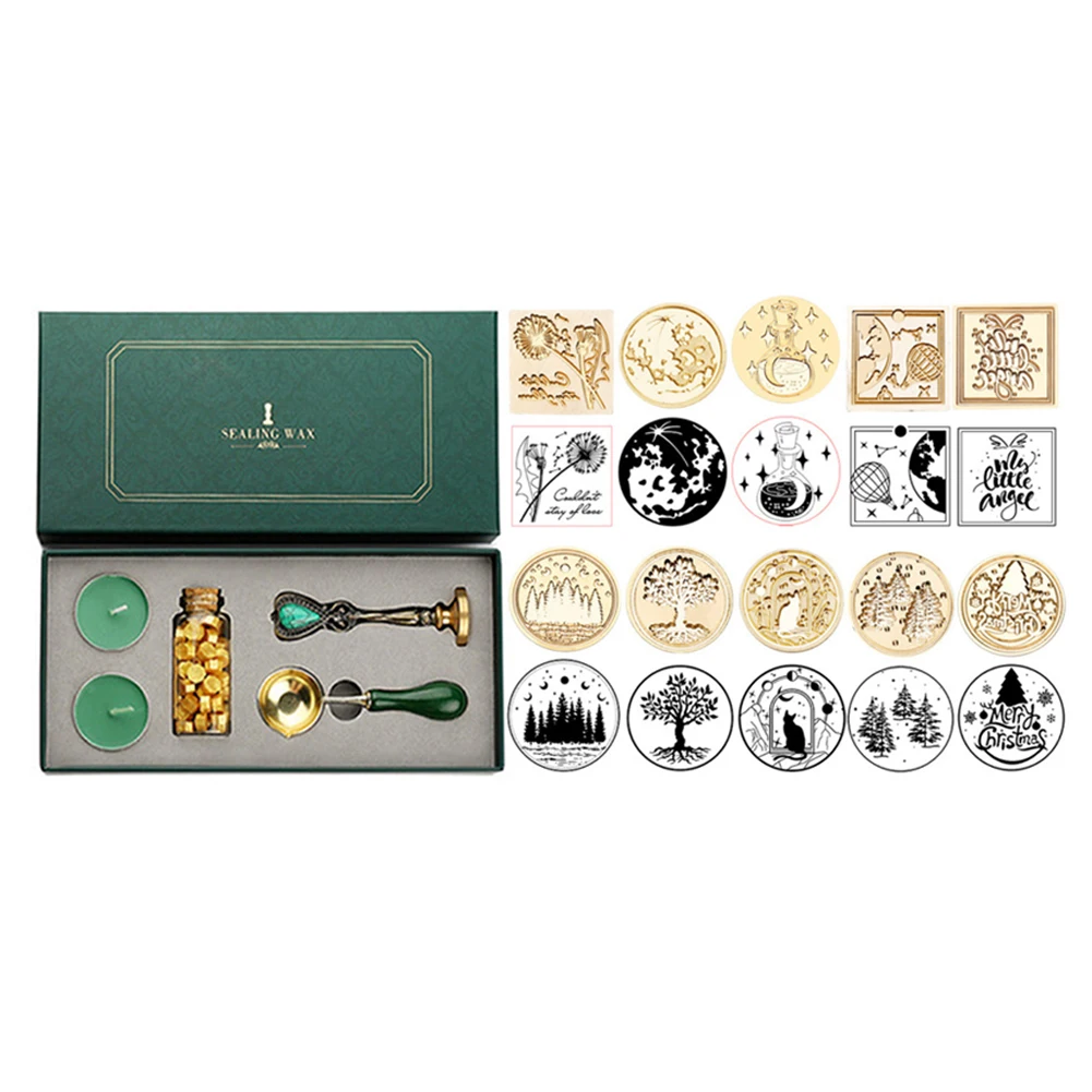 Ретро бумажная коробка комплект с герметизирующий материал бусины ложка штампа