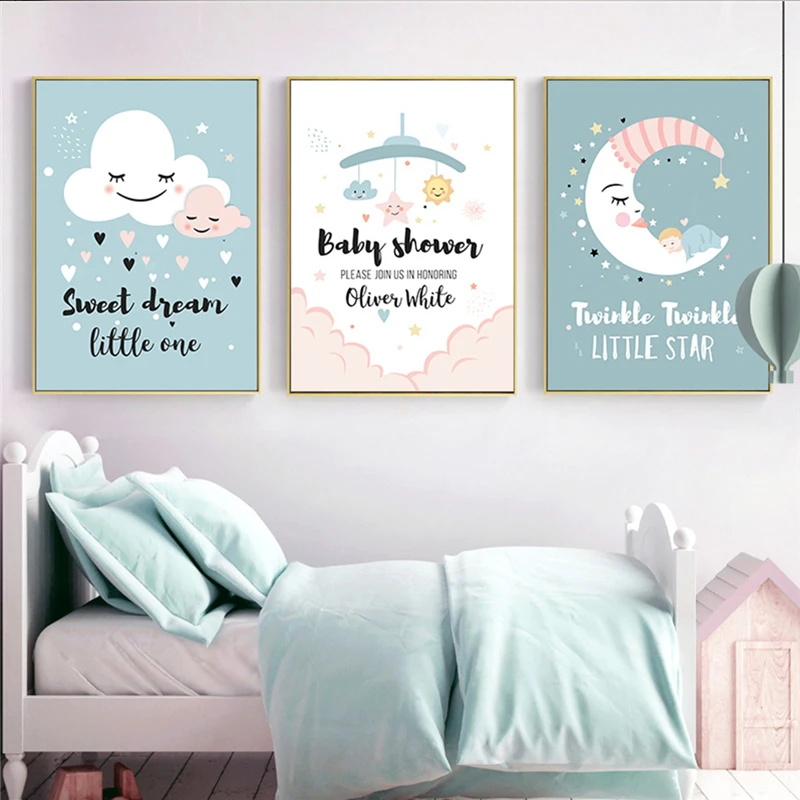 Декор для детской комнаты принт на стену сладкий сон кавайные облака-Пол