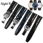 Ремешок изогнутый для IWC Mark Pilot мужской, кожаный браслет в португальском стиле, браслет на семь дней, черный, синий, кофейный цвета, 22 мм