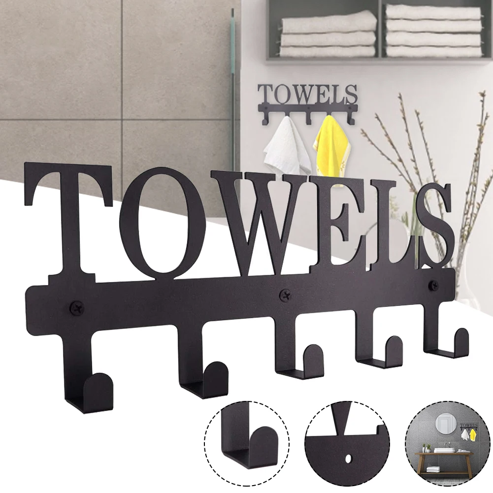 

Hooks Towel Hat Coat Rack Black Wall Mount Aluminum Home Kitchen Hanger Bathroom Robe Clothes Hook Hanging Holder