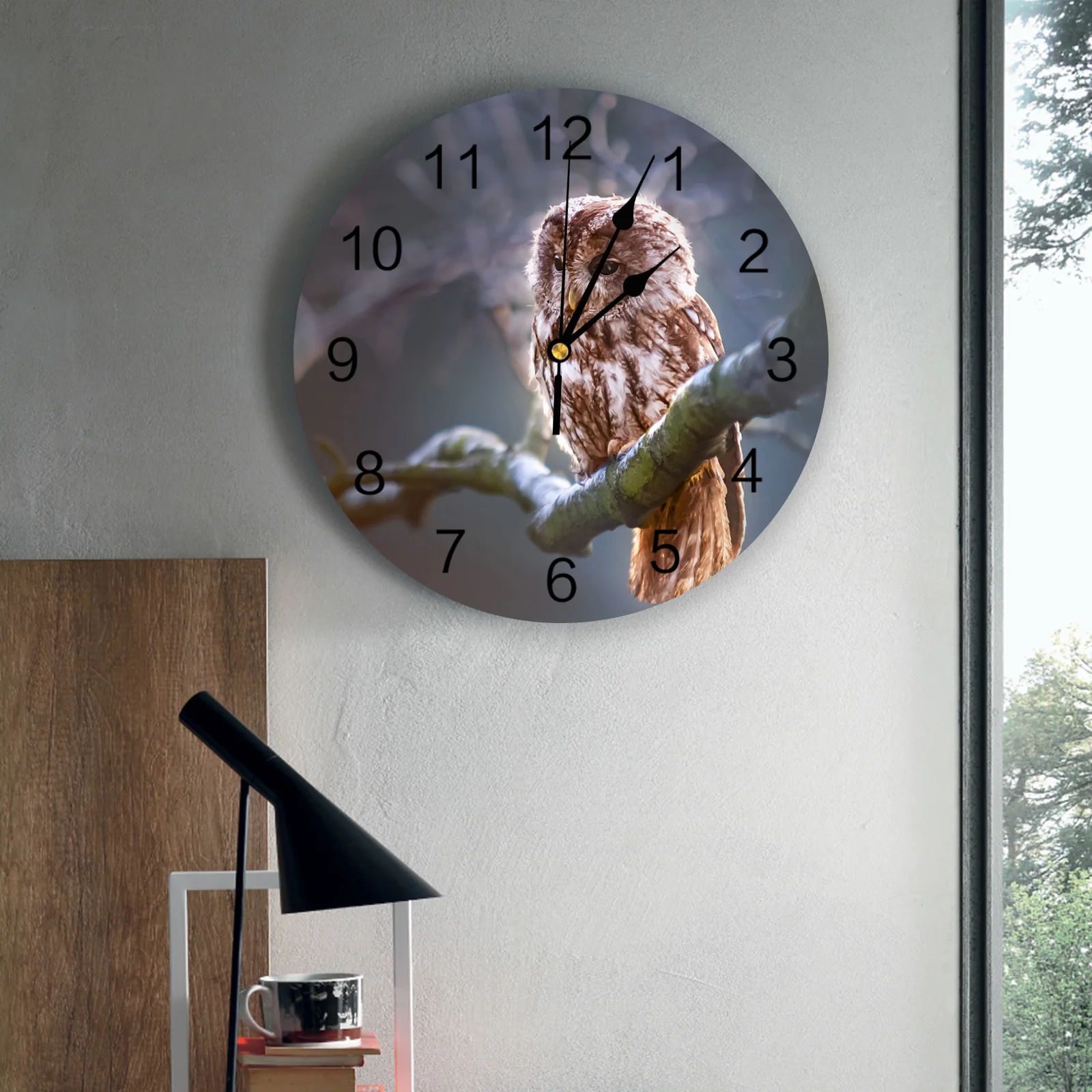 Картина маслом сова лес настенные часы домашний Декор Спальня бесшумные Oclock