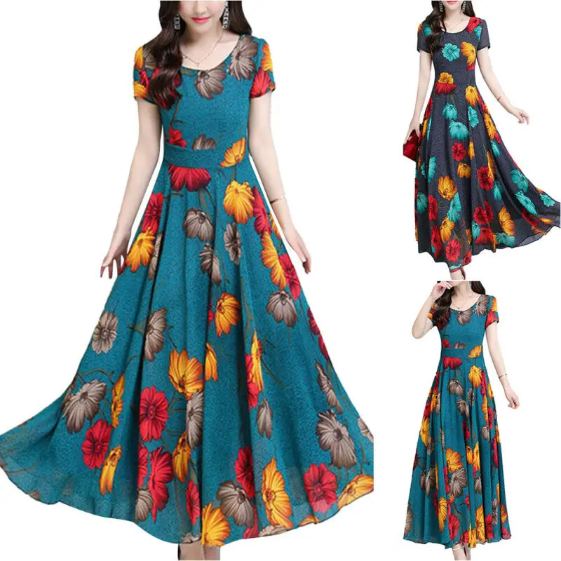 

2021 summer new fashion broken flower large skirt women