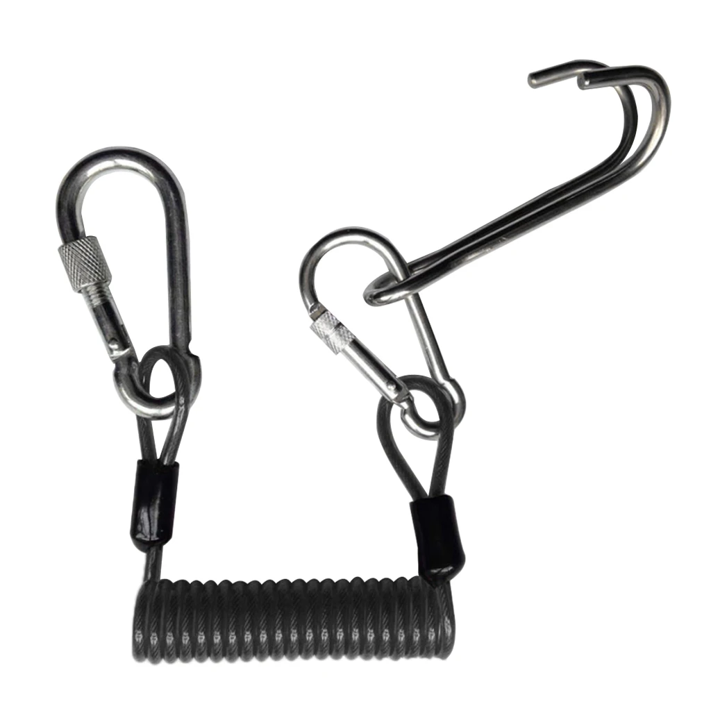 

Safety Scuba Diving Diver Dual Reef Hook & Coil Lanyard Swivel Clip