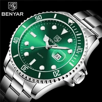 benyar top brand fashion military watch man luxury quartz wristwatch waterproof stainless steel calendar clock relogio masculino