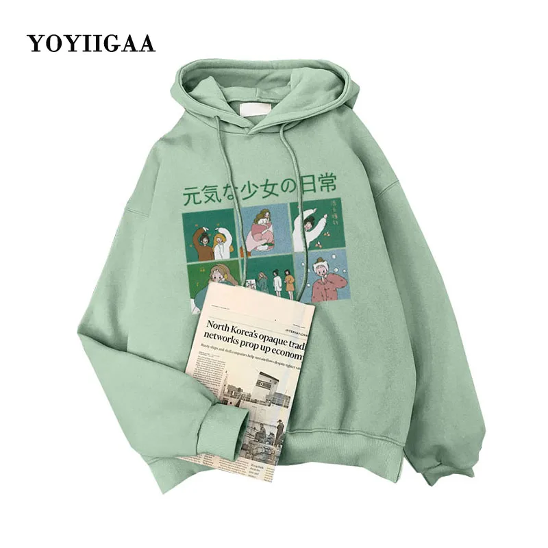 

Толстовка женская с капюшоном и принтом в стиле Харадзюку