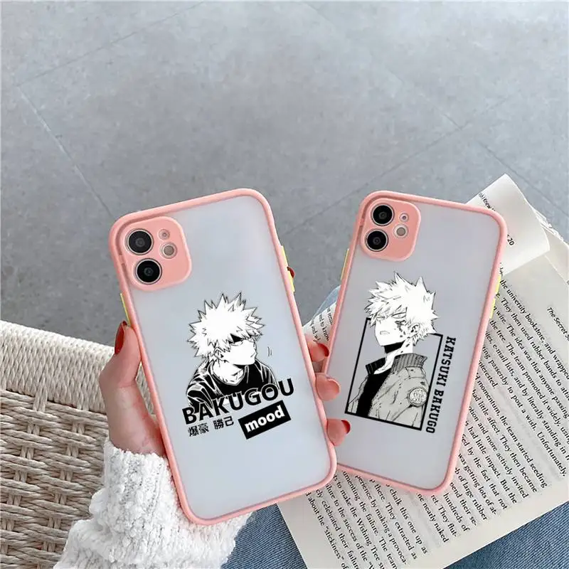 

My hero academia Bakugou Todoroki Phone Cases Matte Transparent for iPhone 7 8 11 12 s mini pro X XS XR MAX Plus cover funda
