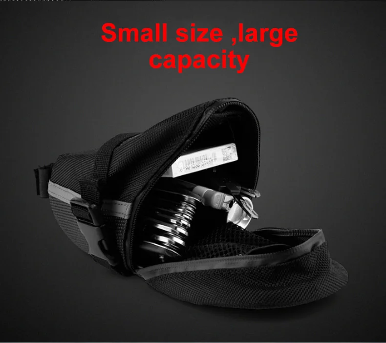 2021 Bicycle Saddle Bag Seat Cushion Bag MTB Road Bike Tail Light Strap Design Cycling Rear Bag Repair Tools Storage Bag XA115Q