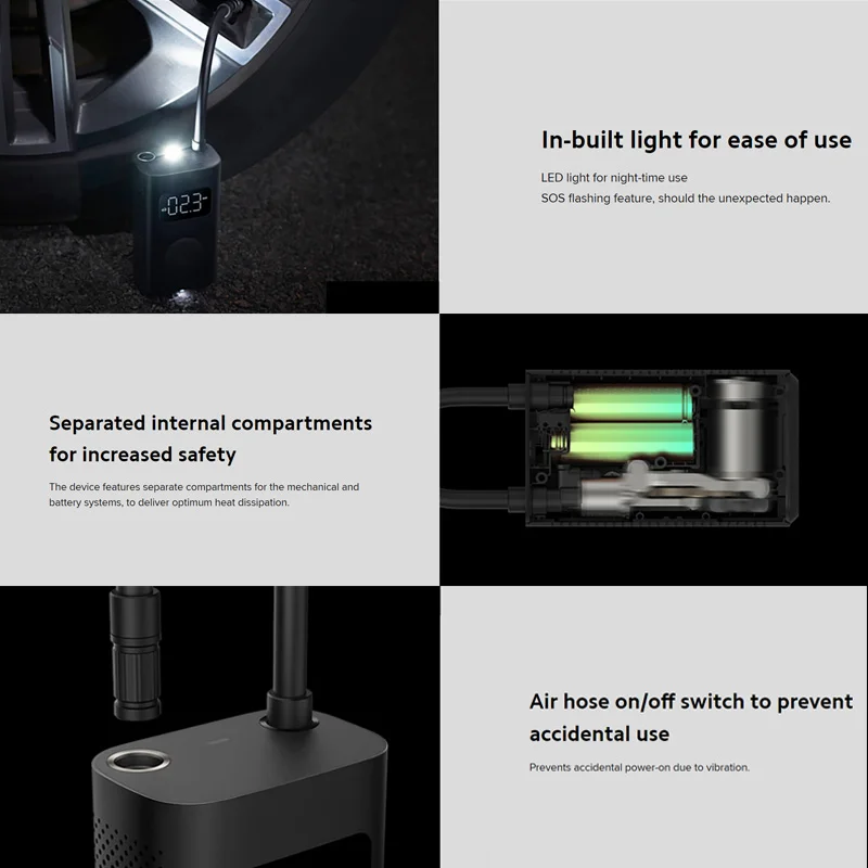 xiaomi mijia Portable Electric Air Compressor 1S Led Type-C inflator multitool air pump for bike Automotive car 12V smart home |