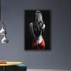Настенные художественные фотографии женщины с длинными вьющимися волосами в открытой спине обратно к камере Холст Картина спальня декоративный без рамки