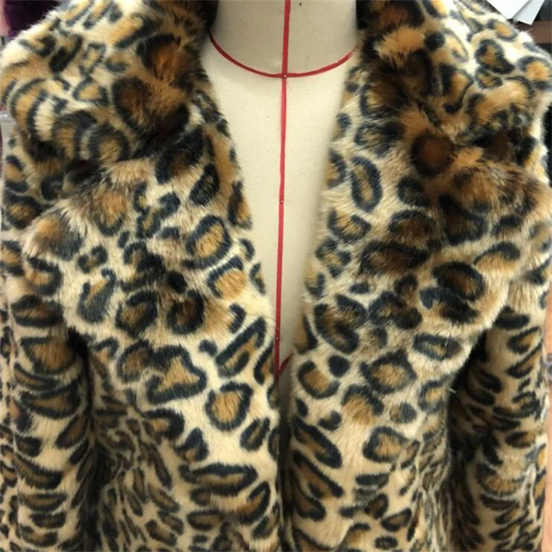 Leopard print fur coat women's faux mink fur jackets fashion casual European and American loose large warm clothes yellow