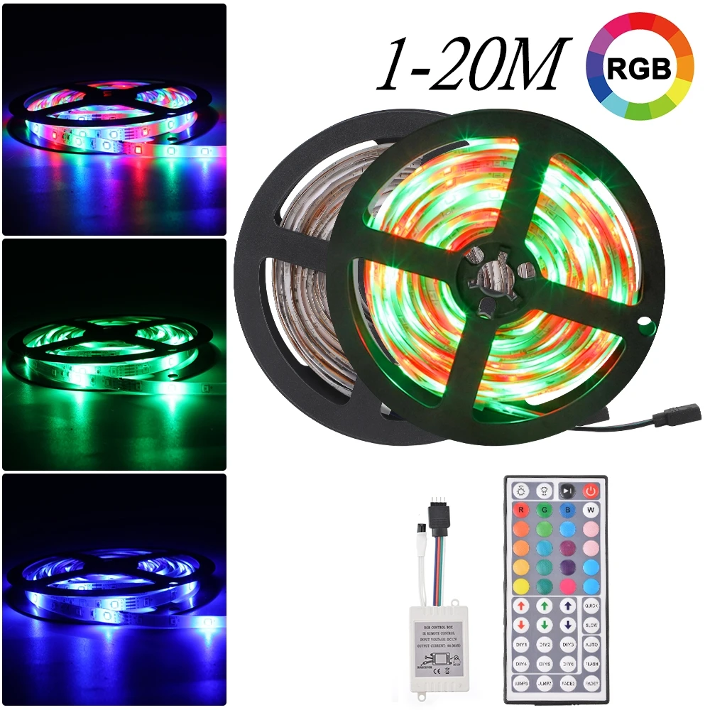 Светодиодная лента RGB 3528 светодиодов 1 м 5 10 15 20 44Key пульт дистанционного
