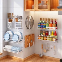 white stainless steel kitchen wall hanging storage rack dish drying shelf plates and bowls organization spice container