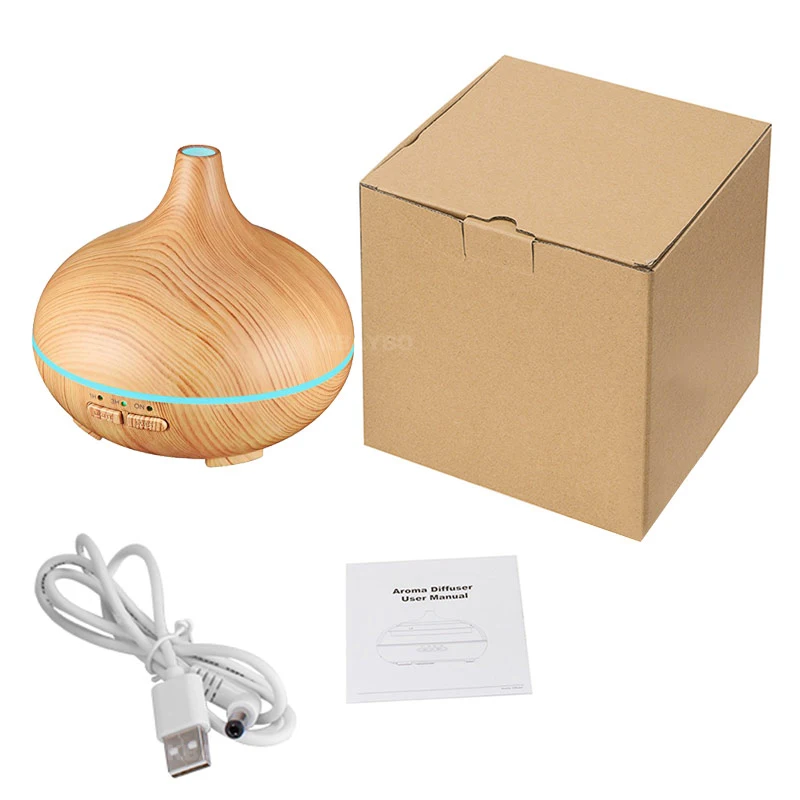 

KBAYBO USB Mini Essential Air Humidifier Aroma Oil Diffuser Wood Grain Ultrasonic Mist Maker LED Lights For Home
