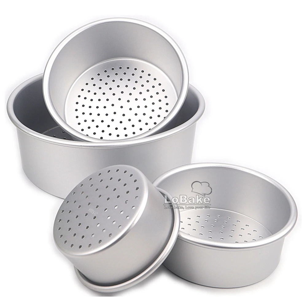 

Latest 4 5 6 8 inches leaky style round aluminium anodising punching cake pan with holes cake moulds DIY baking supplies