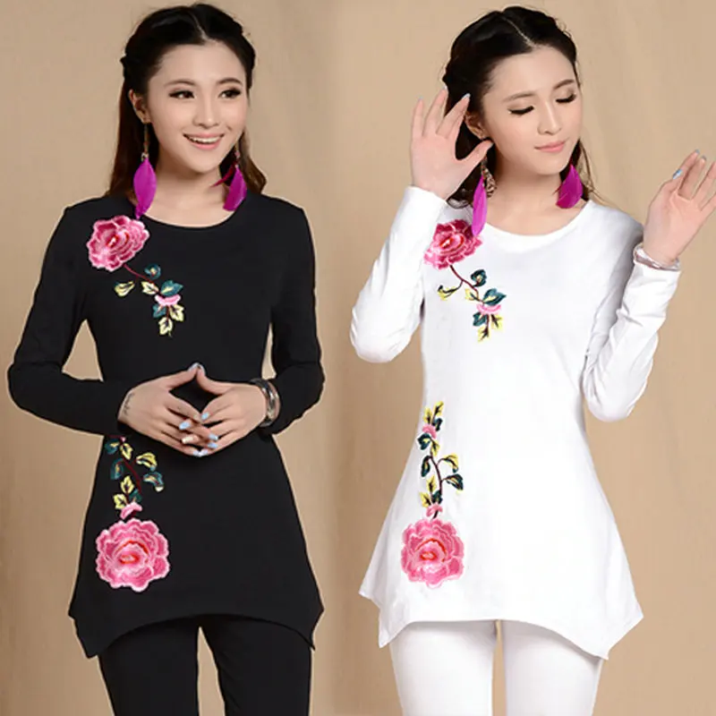 Черно-белая Базовая футболка с круглым вырезом и длинным рукавом осенняя Новая