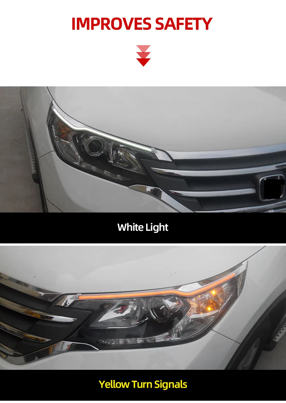 CSCSNL 2 шт. для Honda CRV 2012 2013 Автомобильный головной светильник светодиодный для бровей дневной ходовой светильник DRL с желтым поворотным сигналом светильник