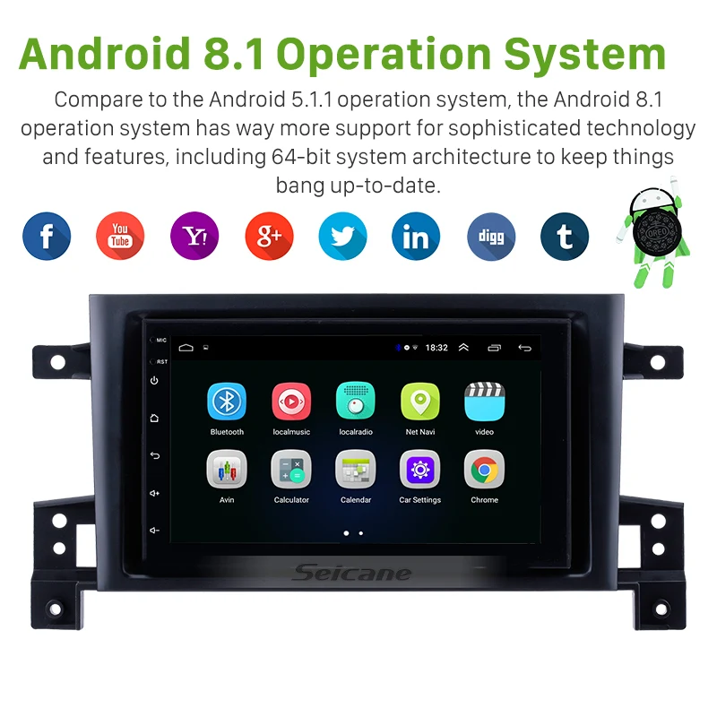 Seicane 2DIN Android 8 1 7-дюймовый Головной блок для SUZUKI GRAND VITARA 2005 2006 2007-2015 Радио Аудио