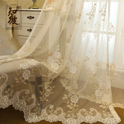 Жаккардовые занавески в европейском стиле с прозрачной панелью тюль для