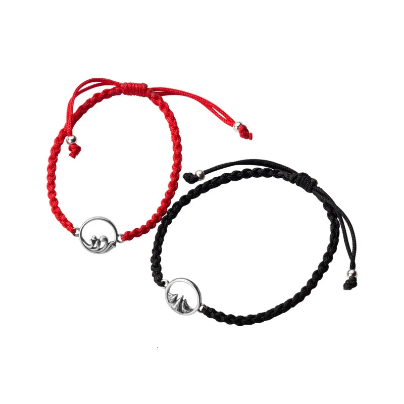 Подлинный 1p REAL. Серебряная и красная плетеная цепочка ручной работы подарок для