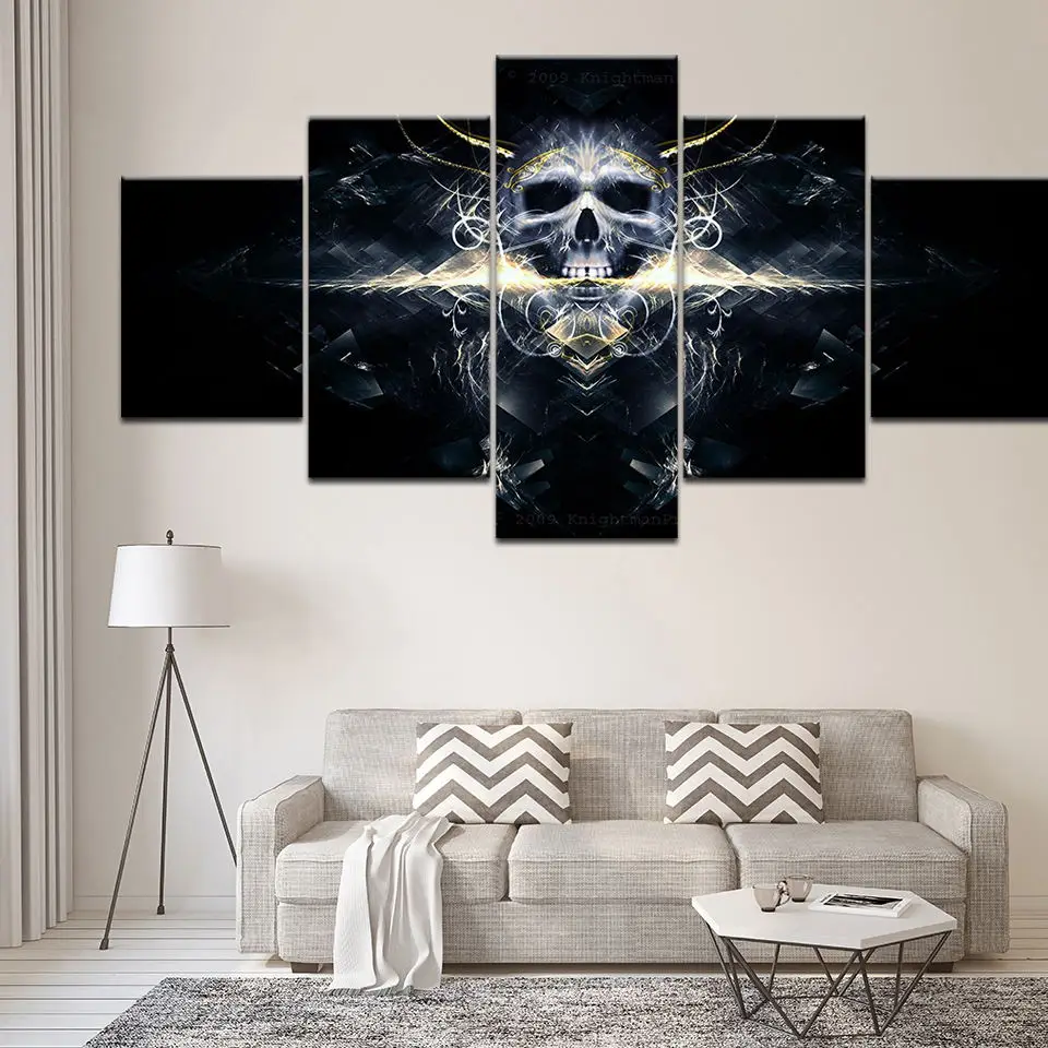 

Minimalist Print Painting Wall Modular 5 Set Picture Skull Modern Style Artwork Canvas Home House Decoration Posters For Gift