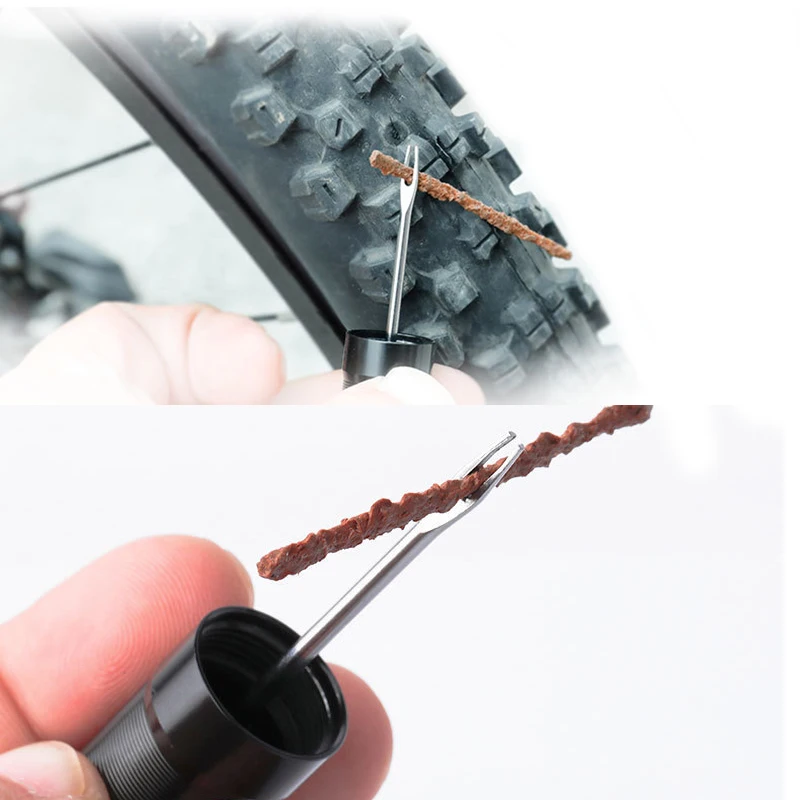 

6pcs Bicycle Tubeless Tire Repair Strip MTB Road Bike Tire Repair Drill Bike Wheel Tire Puncture Plug Repair Kit Tools