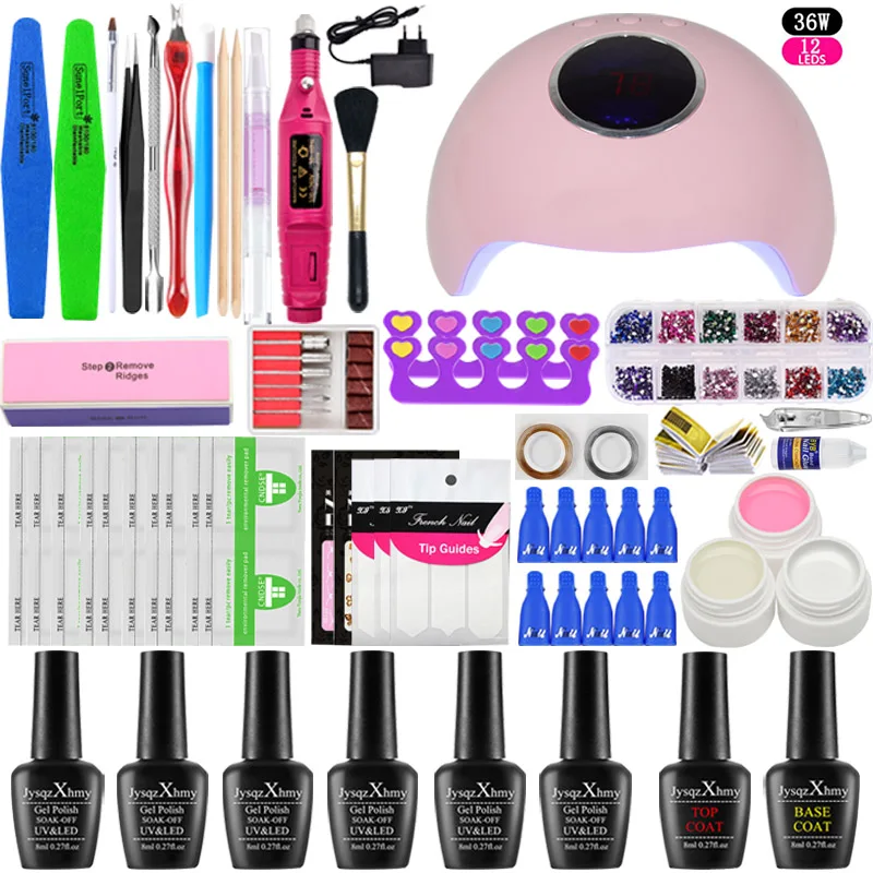 36w choose 6 color Набор лаков для ногтей 9048/36 Вт Светодиодный УФ-гель лампа УФ-комплект гель-лаков для ногтей для Электрическая дрель для ногтей инструменты для маникюра и дизайна УФ-удлинитель гель-набор - Цвет: 36w choose 6 color