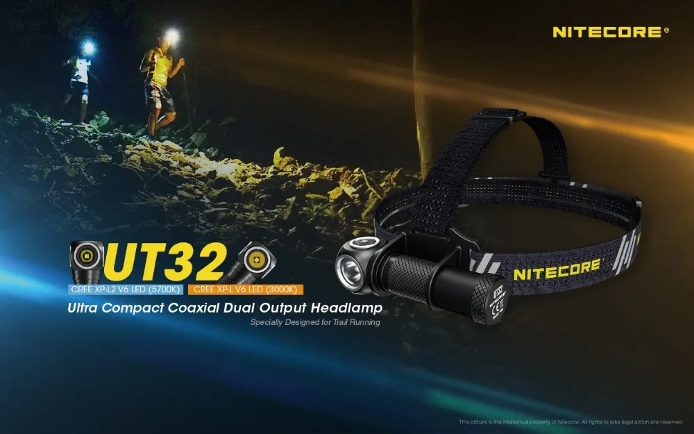 NITECORE UT32 CREE XP-L2 V6 светодиодный 1100 люмен uitra компактный коаксиальный двойной выходной налобный фонарь