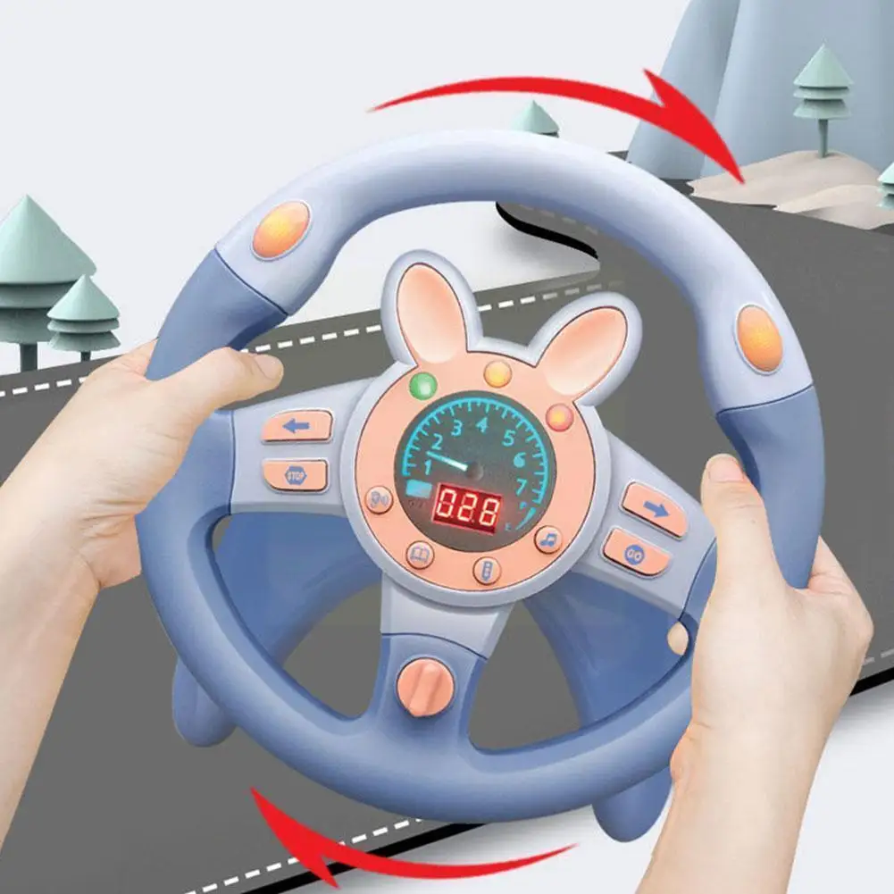 

Сине-Розовый Многофункциональный Детский Электрический музыкальный симулятор детская игрушка руль детский инструмент руль M1F6