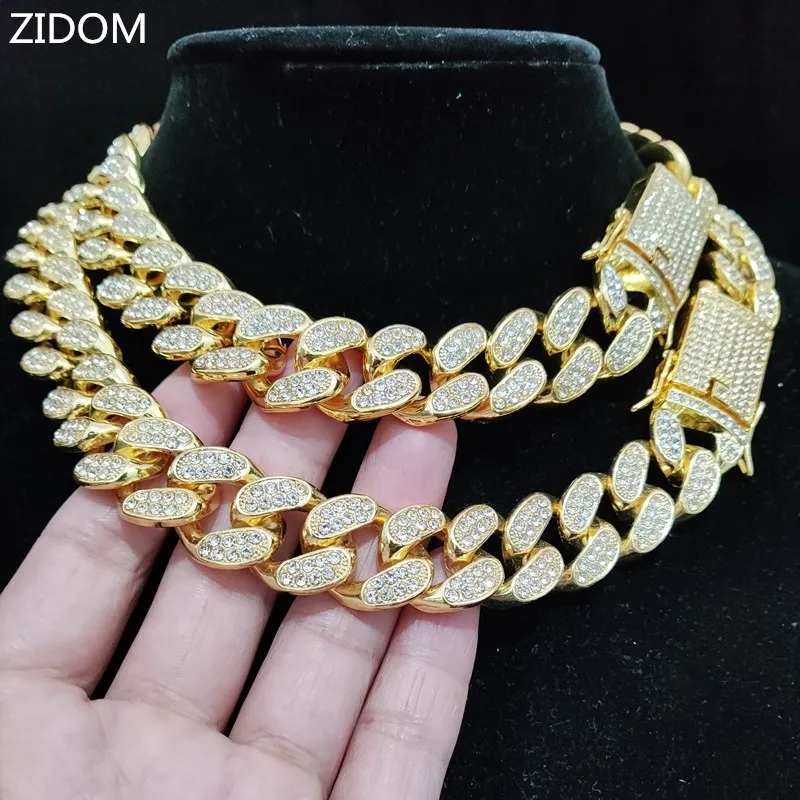 Мужское ожерелье в стиле хип-хоп сверкающая цепь высокого качества Ширина 20 мм