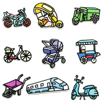 cute baby cart bicycles patch iron on embroidered for clothing cartoon anime patches for kid clothes appliques stickers t shirt