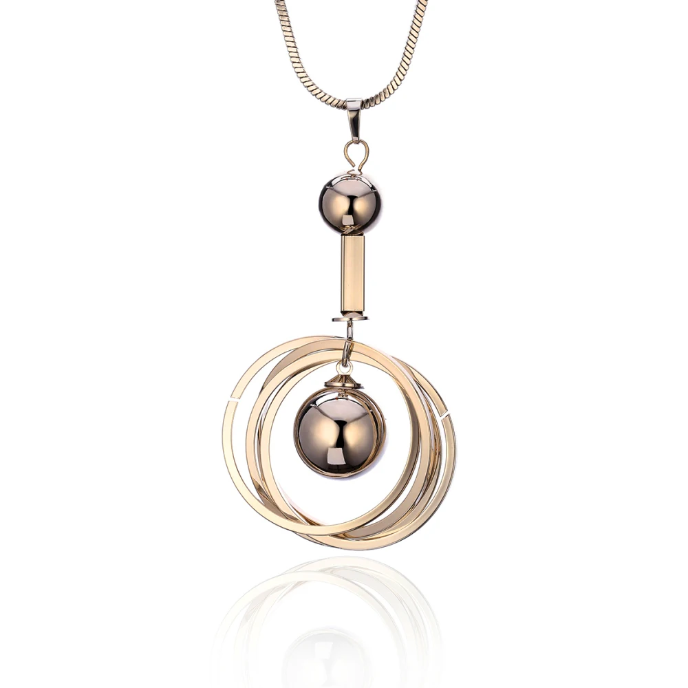Многослойное ожерелье с подвеской в виде кругов для женщин кофейное Золото